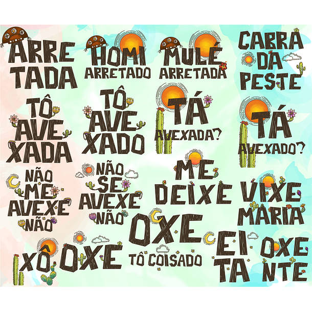 Kit Digital Lettering Frases Nordestino Nordeste Arquivos sem fundo Png 1