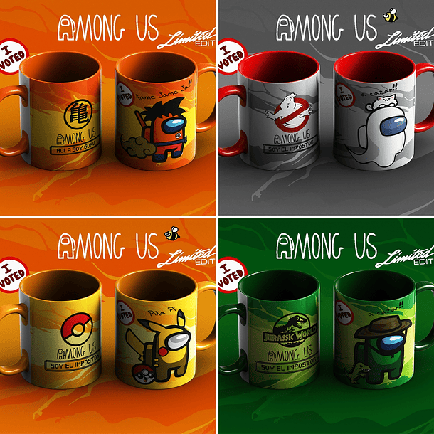 42 Artes para Caneca Among Us Editável em Corel Draw 1