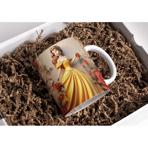 5 Artes para Caneca 3D Princesas da Disney Arquivo em Jpg 5