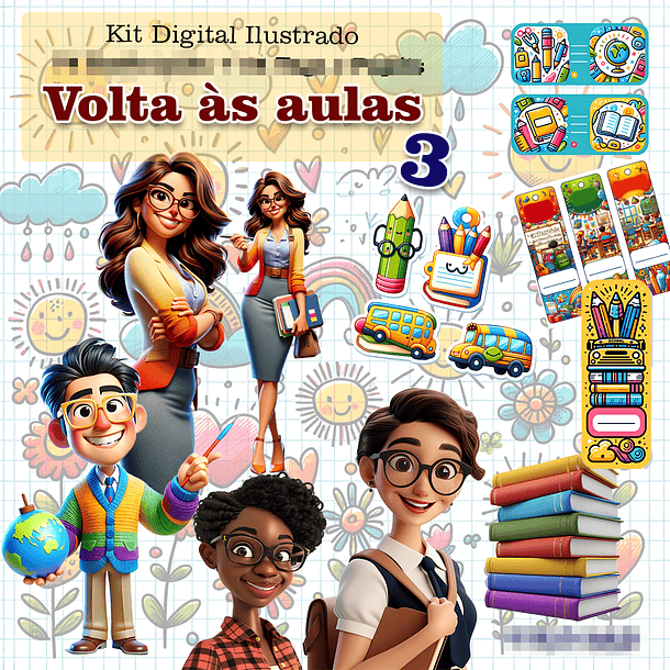 Kit Digital Mascotinhos Volta as Aulas Arquivos em Png  1