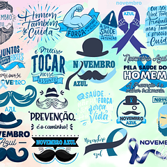 Kit Digital Lettering Frases Novembro Azul Arquivos sem fundo Png