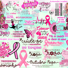 Kit Digital Lettering Frases Outubro Rosa Arquivos sem fundo Png