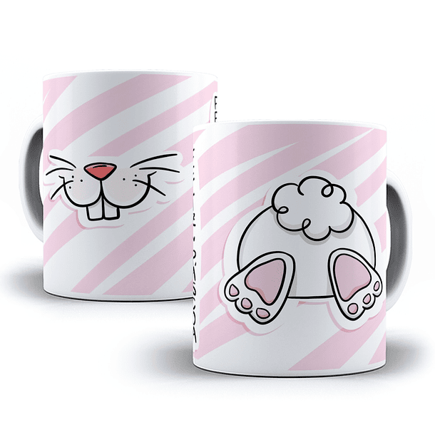 Arte Caneca Feliz Páscoa Rosa E Branco Arquivo Png