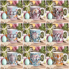 30 Arte para Caneca Páscoa Coelhinhos 3d Arquivo em Jpg 