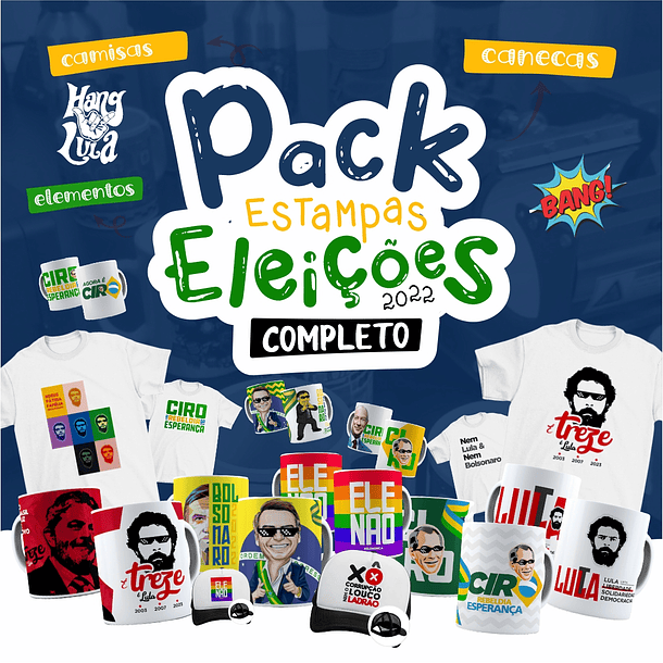 Pacote Artes Eleições Sublimação Caneca Camisas 2022 Completo 1
