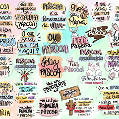 Kit Digital Lettering Frases Feliz Páscoa Arquivos sem fundo Png