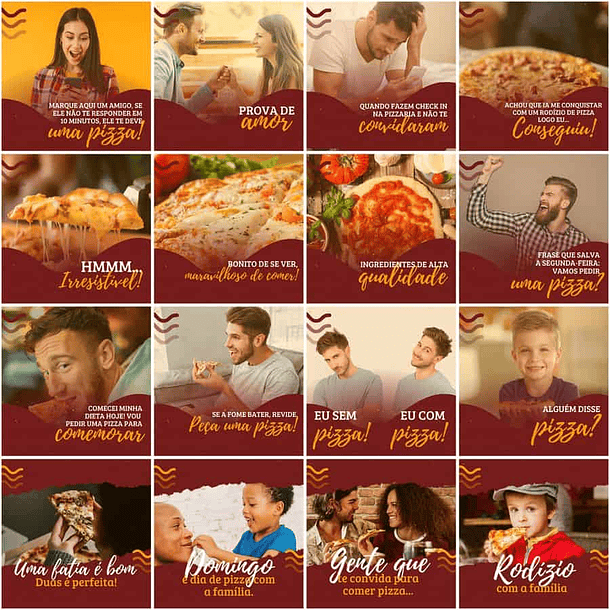 Pack Canva Pizzaria Pizza Templates Editáveis 200 Artes + Legendas 3