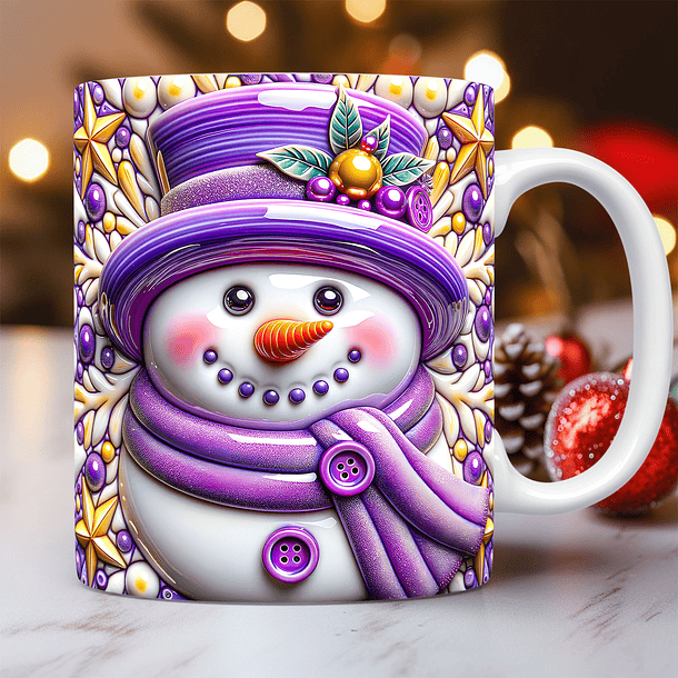 30 Artes para Caneca Bonecos de Neve Inflados 3D Arquivo em Jpg  2