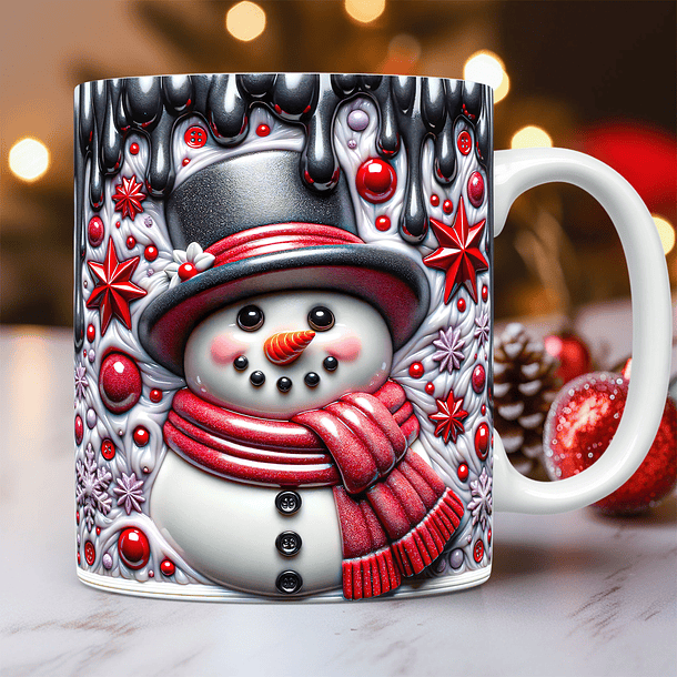 30 Artes para Caneca Bonecos de Neve Inflados 3D Arquivo em Jpg  6