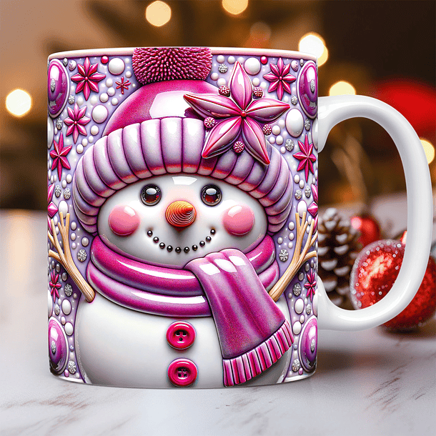 30 Artes para Caneca Bonecos de Neve Inflados 3D Arquivo em Jpg  9