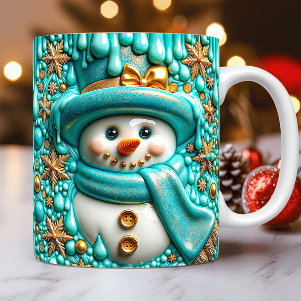 30 Artes para Caneca Bonecos de Neve Inflados 3D Arquivo em Jpg  11