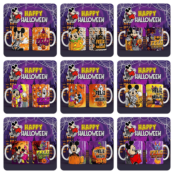 39 Artes Caneca Halloween Editável em Photoshop + Png 3