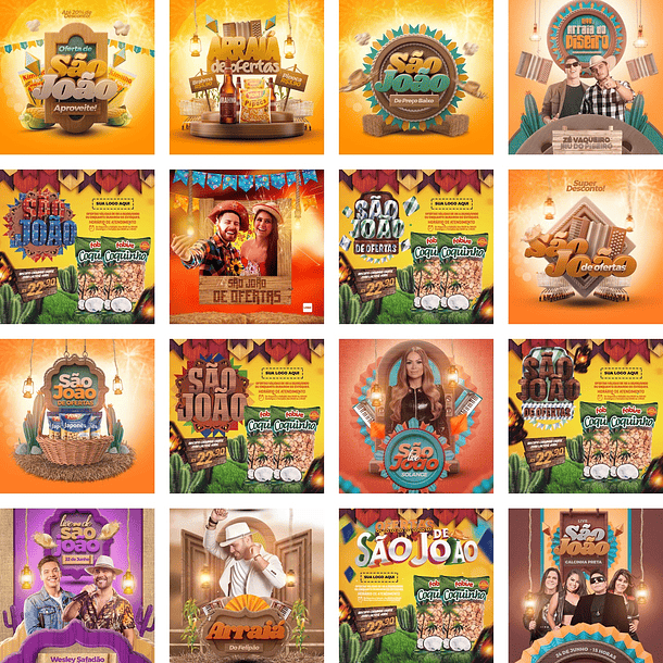 37 Artes Mídias Sociais Festa Junina São João Editáveis Photoshop + Png 1