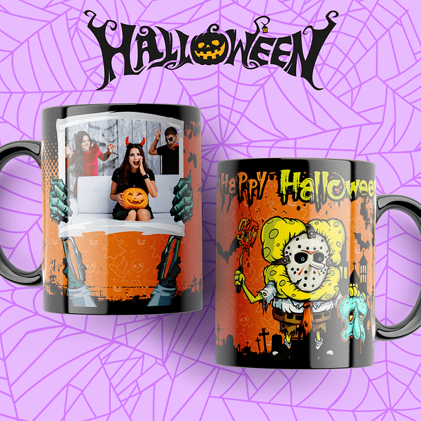 39 Artes Caneca Halloween Editável em Photoshop + Png 9