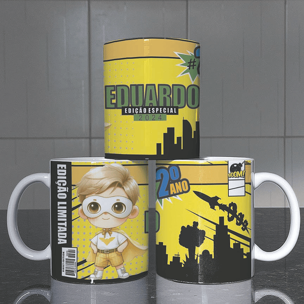 5 Artes para Caneca Super Heróis Kids Arquivo Editável 4