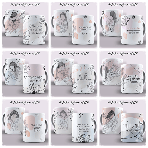 24 Artes para Caneca e Camisa Dia das Mães Minimalista em CorelDraw 1