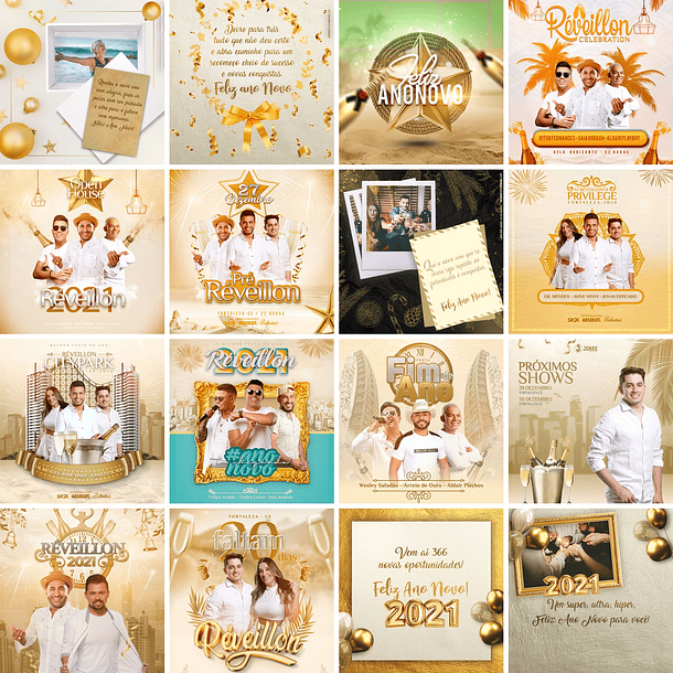 45 Artes Mídias Sociais Ano Novo e Fim de Ano Editáveis Photoshop 2