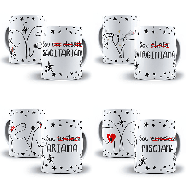 12 Artes para Caneca Flork Signos Feminino Editável em Corel Draw + Png 2