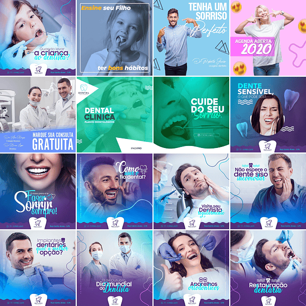50 Artes Mídias Sociais Dentista Odonto Editáveis Photoshop 1