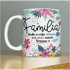 Arte Caneca Familia Onde a vida começa e o amor nunca termina 2 Aniversário Arquivo Png