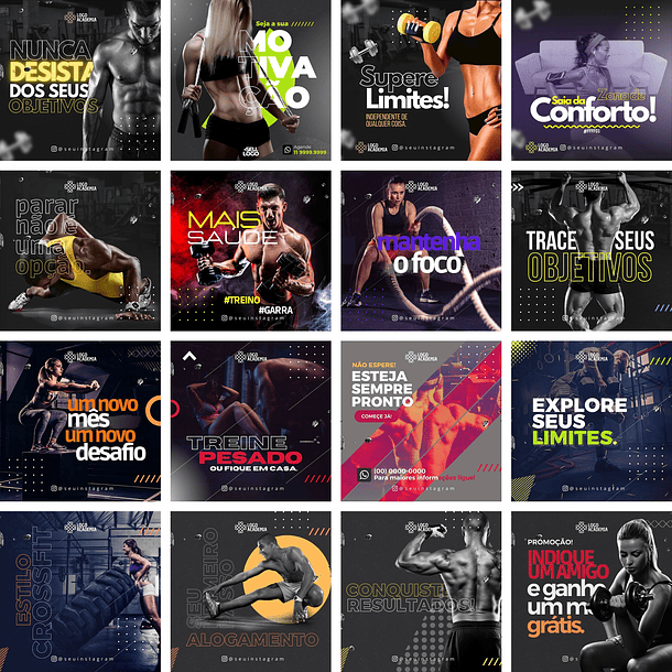 Pack Canva Academia Templates Editáveis 16 Artes + Bônus