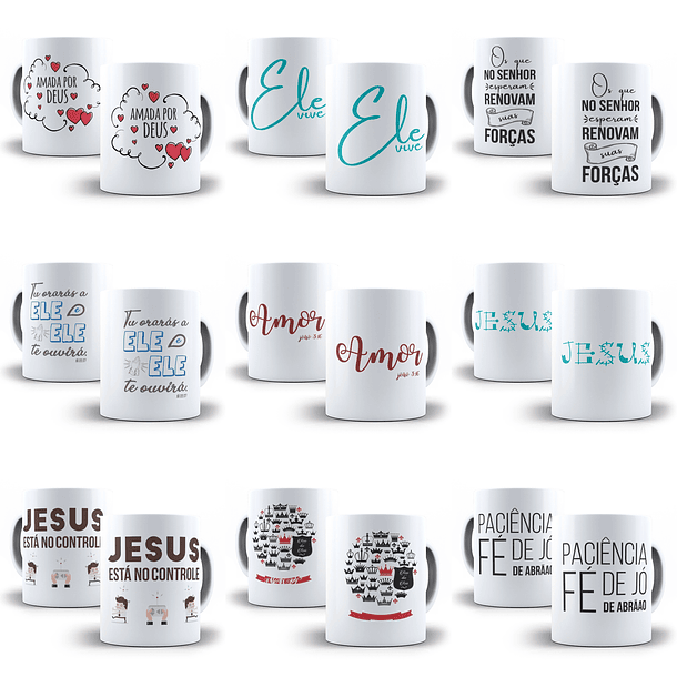 50 Artes para Caneca Evangelica Editável em Corel Draw 2