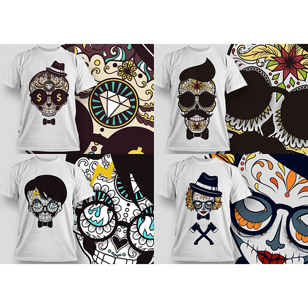 30 Artes para Camisa Caveira Editável em Corel Draw 1