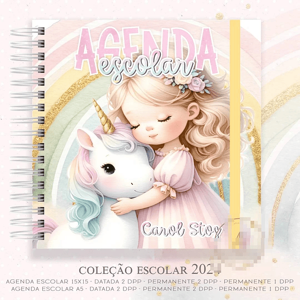 Agenda Escolar Ursinho Aviador e Unicornio Menina Arquivo em Pdf 3