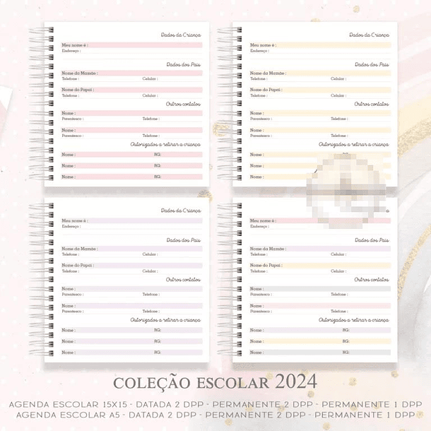 Agenda Escolar Ursinho Aviador e Unicornio Menina Arquivo em Pdf 5