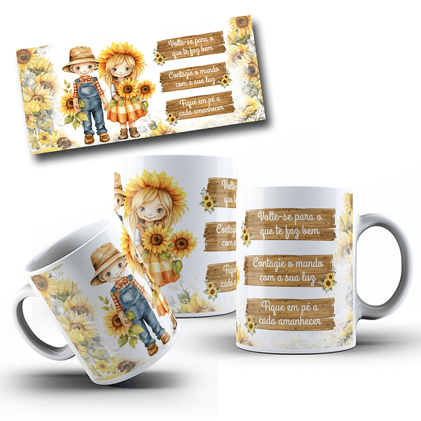 10 Artes Canecas Frases Girassol em Corel Draw  3