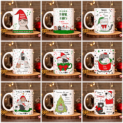 20 Artes para Caneca Gatinhos de Natal Arquivo em Jpg