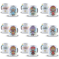 26 Artes para Caneca Orixás Cute Editável em Corel Draw + Png