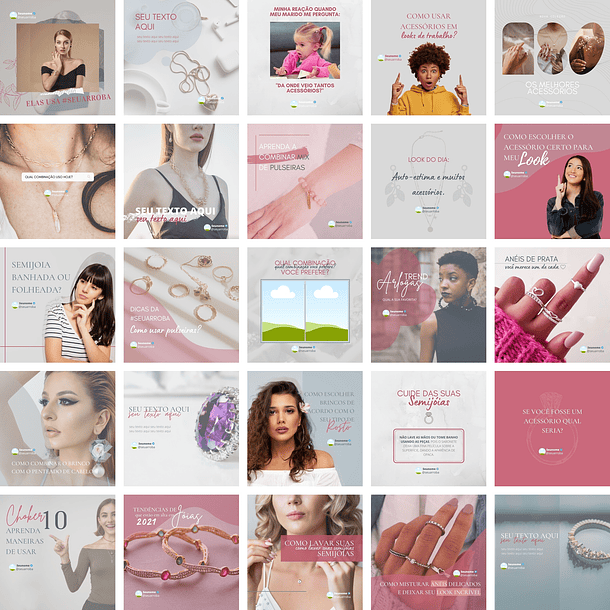 Pack Canva Loja de Jóias 2.0 Templates Editáveis 25 Artes + Bônus