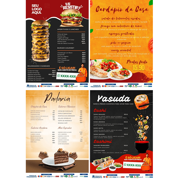 Pack Canva Cardápios Menus Templates Editáveis 10 Artes 2