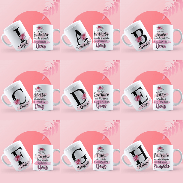 26 Artes Caneca Alfabeto Evangélico Editável em Corel Draw 1