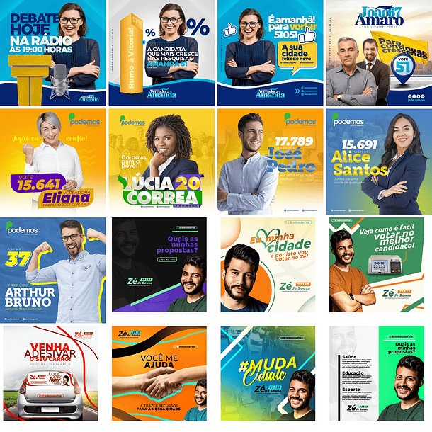 50 Artes Mídias Sociais Campanha Eleitoral Politica Editáveis Photoshop 2