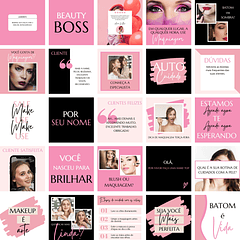 Pack Canva Maquiagem Makeup 2.0 Templates Editáveis 25 Artes + Bônus