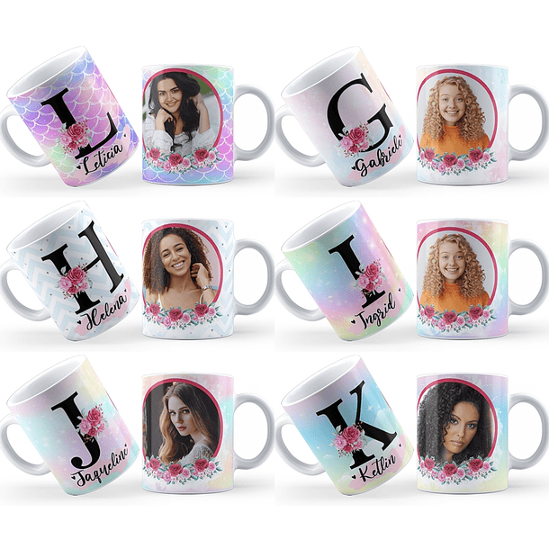 26 Artes Caneca Alfabeto Fotos Editável em Corel Draw 2