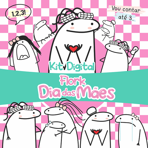 Kit Digital Flork Dia das Mães sem fundo Lt7 Arquivos Png 1