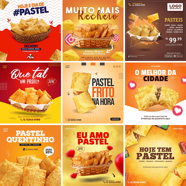 17 Artes Mídias Sociais Pastelaria Pastel Editáveis Photoshop + Png 2