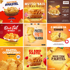 17 Artes Mídias Sociais Pastelaria Pastel Editáveis Photoshop + Png