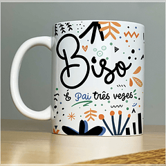Arte Caneca Biso É pai três vezes Aniversário Arquivo Png