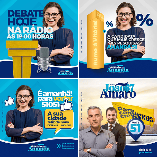 10 Artes Mídias Sociais Campanha Politica Eleitoral Editáveis Photoshop 3