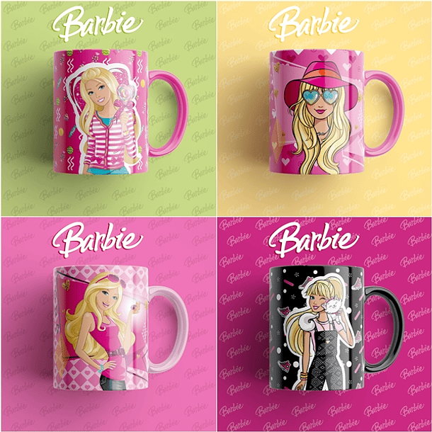 30 Artes Caneca Barbie Editável em Photoshop 1