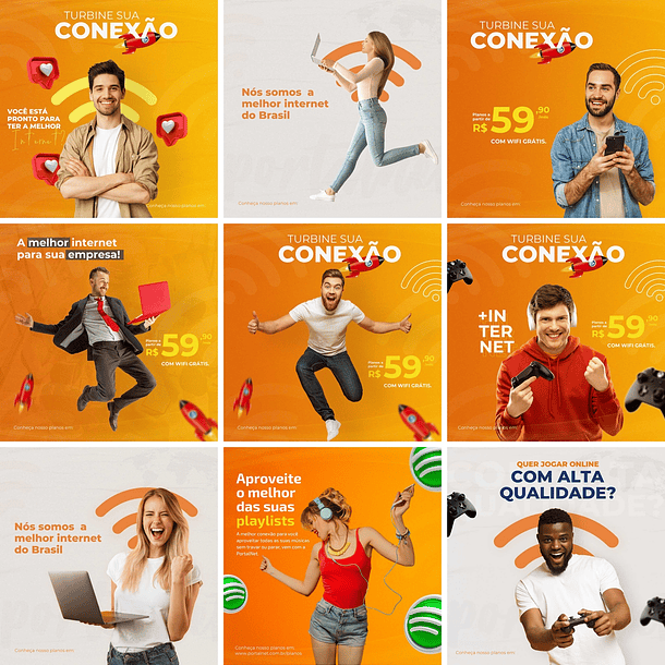 40 Artes Mídias Sociais Provedor de Internet Editáveis Photoshop + Png 2