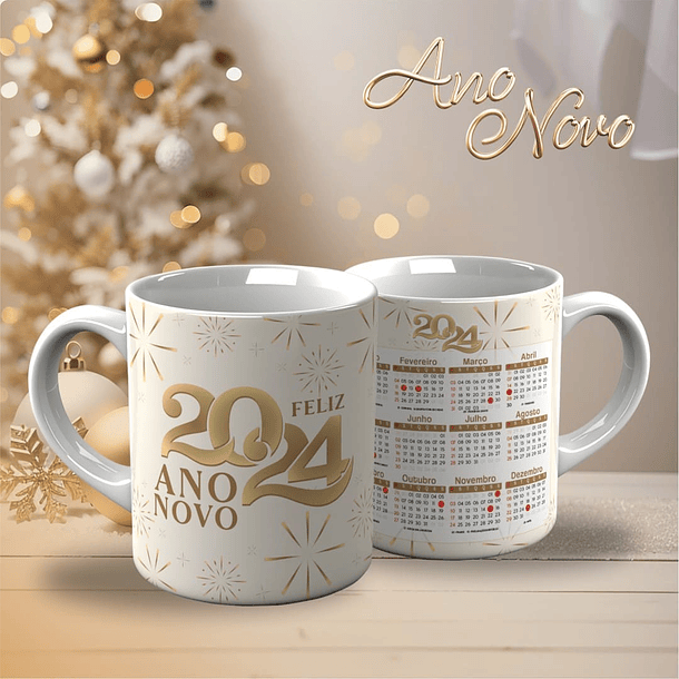 18 Artes para Caneca Calendário Ano Novo 2024 Arquivo Editável  1