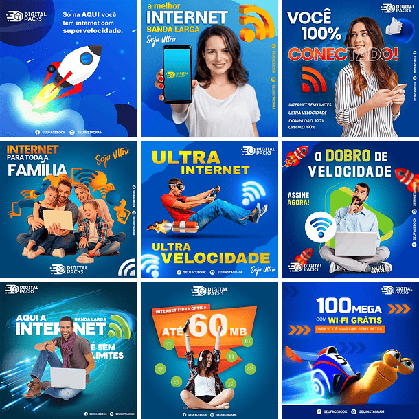 35 Artes Mídias Sociais Provedor de Internet Editáveis Photoshop + Png 2