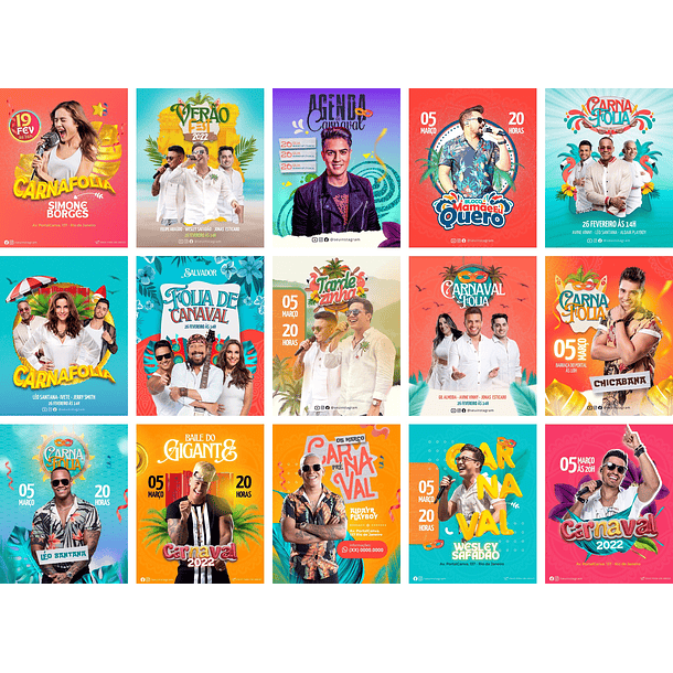 Pack Canva Carnaval Templates Editáveis 15 Artes + Bônus 1