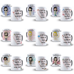 32 Artes para Caneca Profissões Feminina Editável em Corel Draw + Png