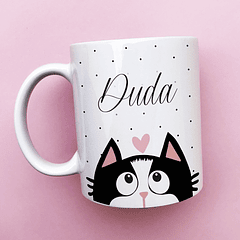 Arte Caneca Gato Gatinho Preto e Branco   Arquivo Png